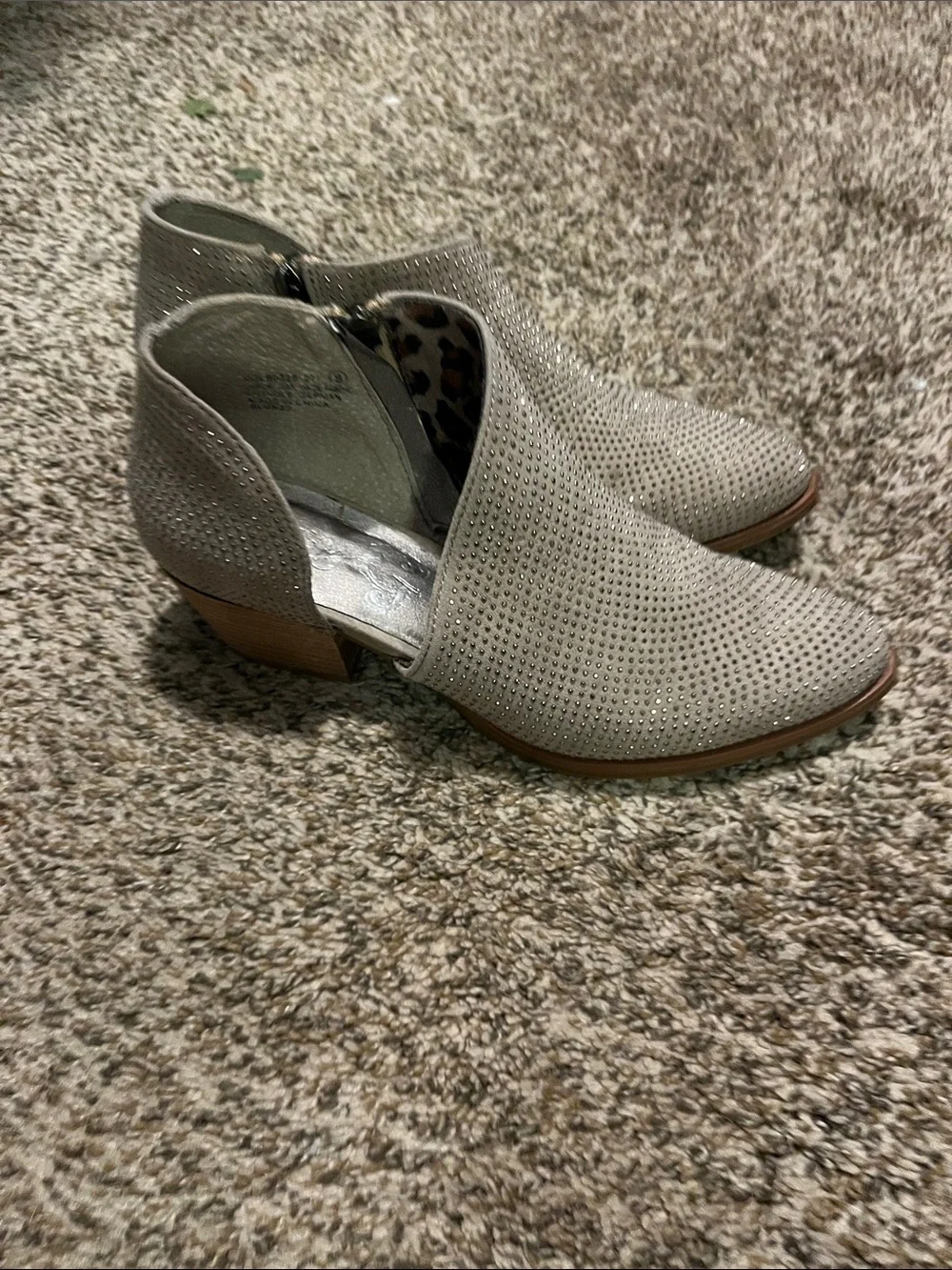 Very G Taupe Studded Suede Ankle Booties